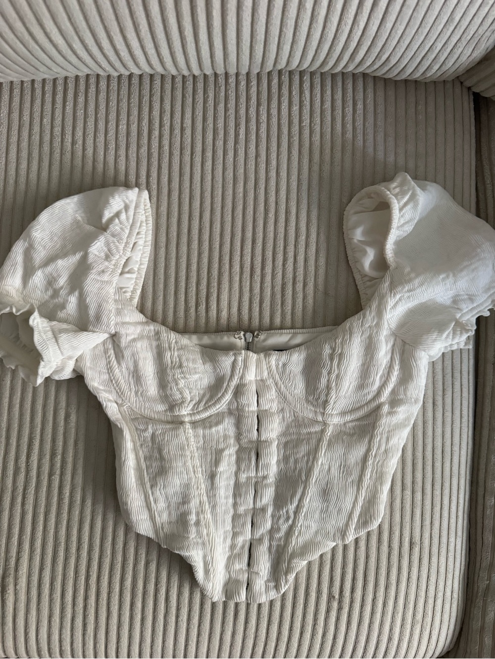 White Fox White Puff Sleeve Corset Top